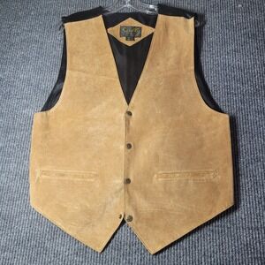Scully Men's Western Suede Leather Vest Brown Lrg Snap Button Cowboy Ranch Style